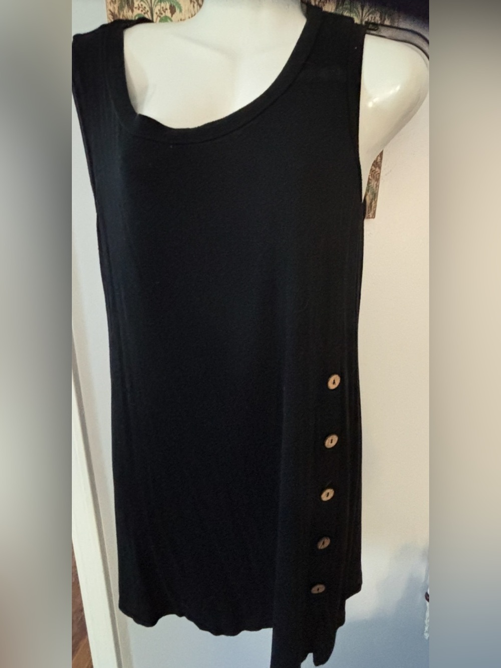 La Moda with side asymmetrical buttons on one side. Rayon & Spandex